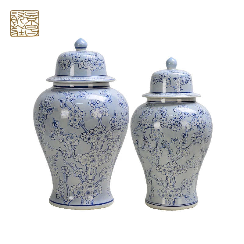 Wholesale custom-made size large ceramic porcelain blue and white ginger jars