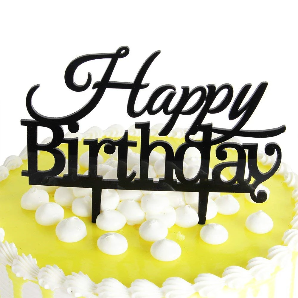 Топперы для торта на день рождения с монограммой, черные акриловые украшения для вечеринки