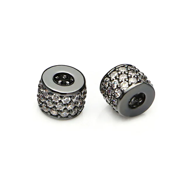 2019 large hole accessories 8mm zircon crystal charms bead spacers beads for jewelry making micro pave bead
