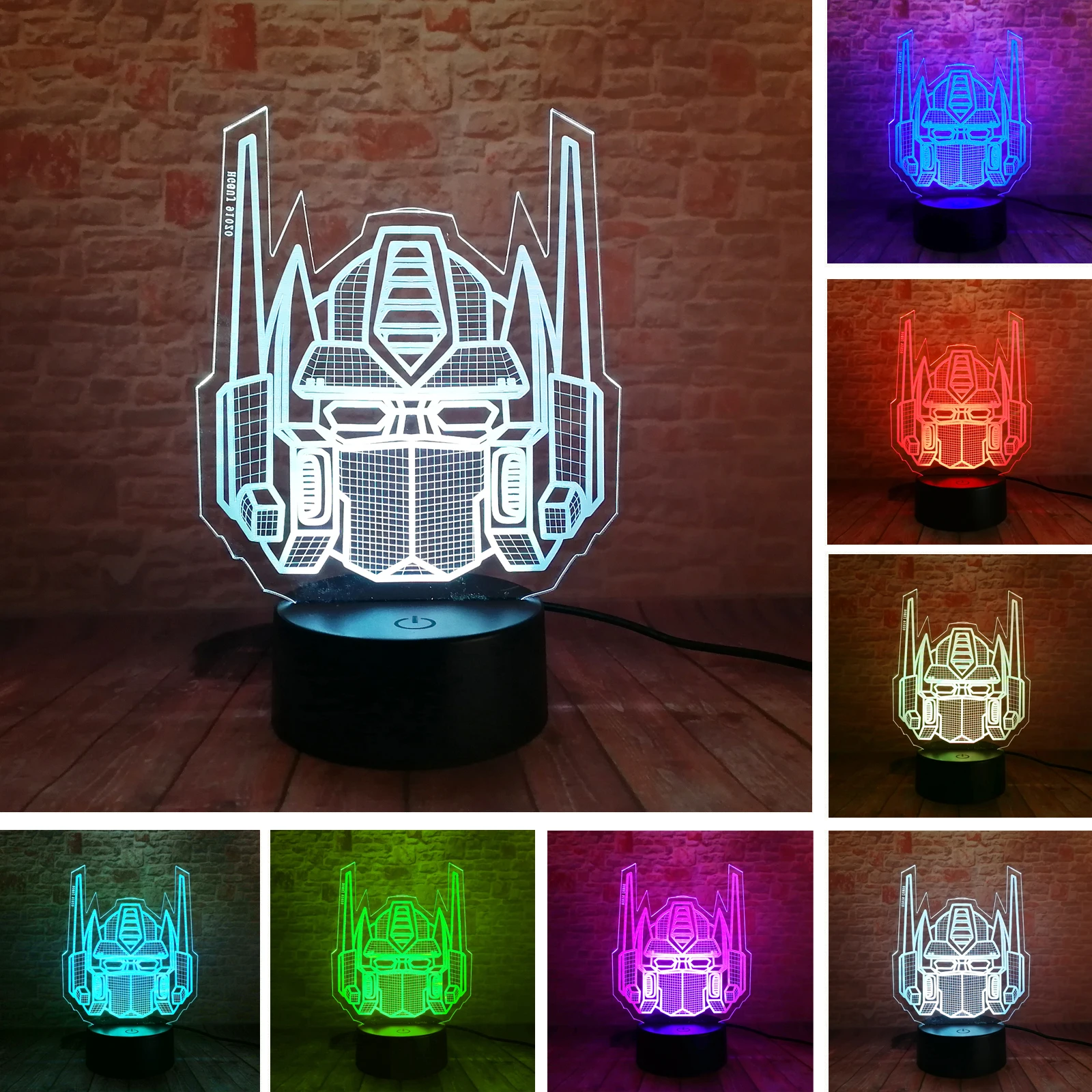 Creative 3D Knight Trans Figure Optimus Prime Transformers 7 Color Change Led Night Light Fans Man Boys Holiday Xmas Child Gifts