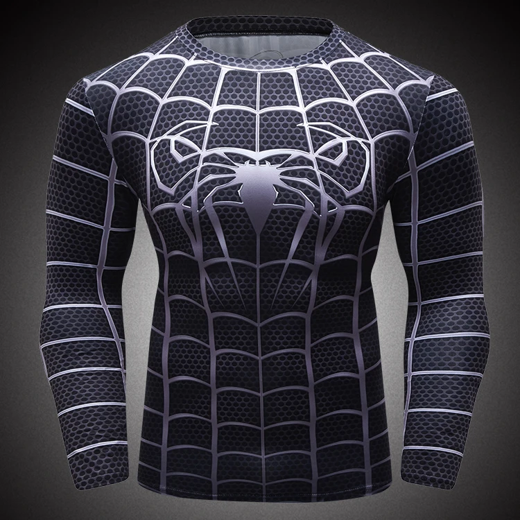 Cody Lundin Long Sleeve Superhero Spiderman Compression T Shirt Men Fitness Body Building Clothing Tops