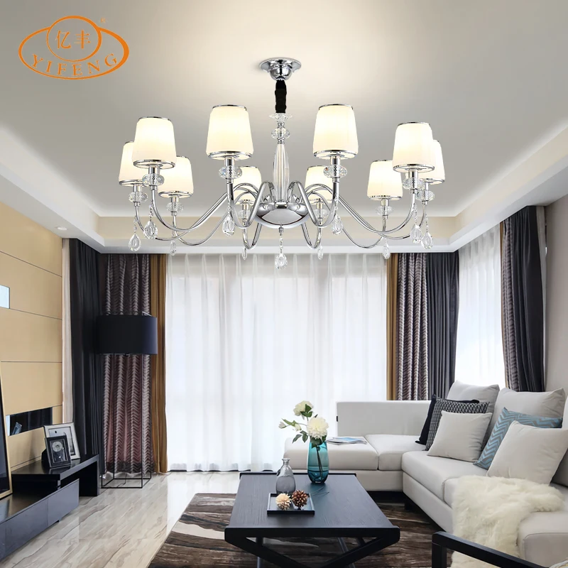 
E14 LED Restaurant Lights K9 Crystal Glass Lampshade European Style Hall Chandelier and Pendants Light Home Decorate Lamp 