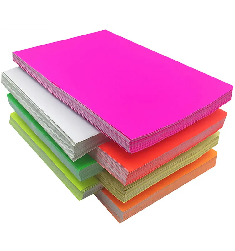 Custom Wholesale Bright Color Origami Paper A4 Size 80gsm Fluorescent Paper