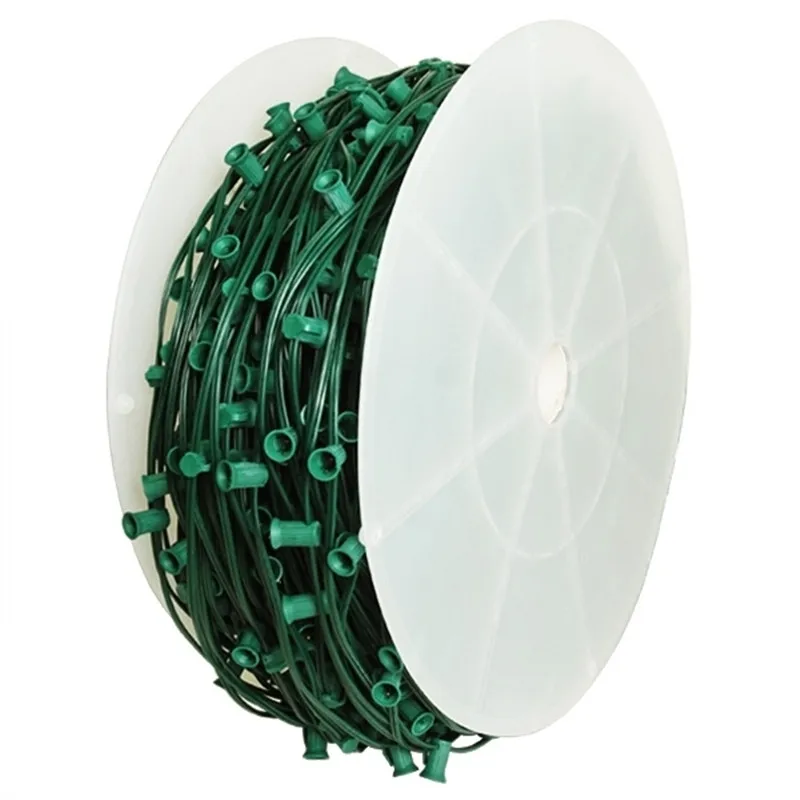 Green Wire 1000FT 1000 Sockets Spt-1 18AWG C9 Lights Spool