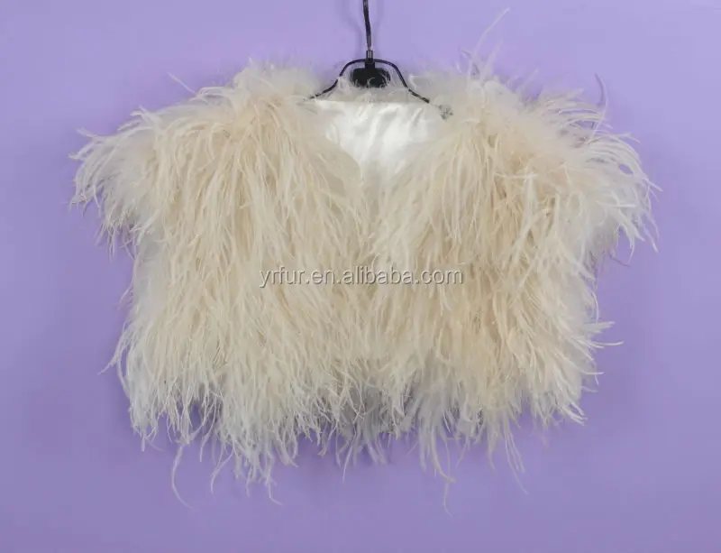 YR477A New Arrival Wedding Bridal Ostrich Vest Shrug