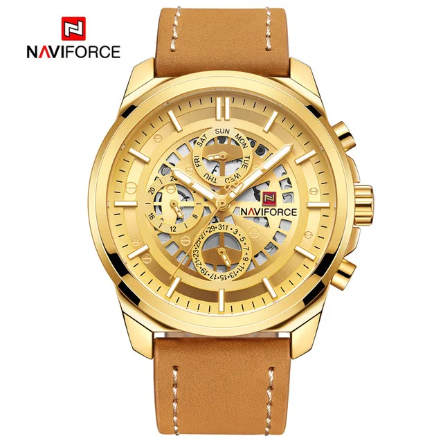 relogio NAVIFORCE Watch 9129 Luxury Gold Wrist Waterproof  Watch