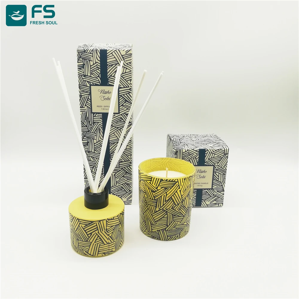 
Aroma custom luxury glass bottle aroma reed diffuser with rattan sticks 