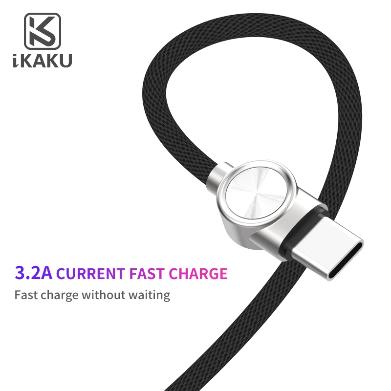 KAKUSIGA CD head shape metal charging 3.2A micro c usb original data cable for iphone Samsung Android