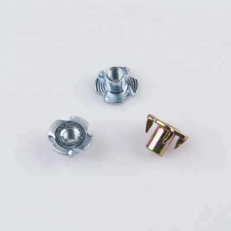 Whosale Free Sample Zinc Plated Carbon Steel Wood Insert Four Claw T Nut