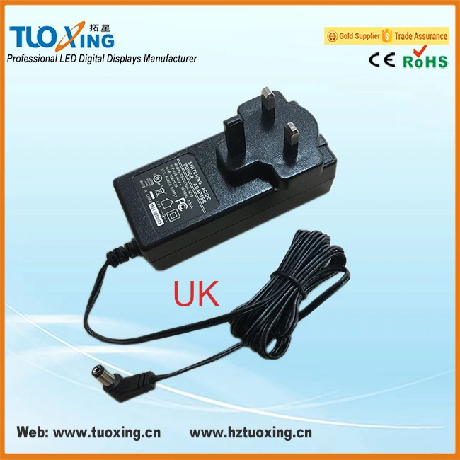 LED digital race clock wall clock race timer 12 V power adapter US power plug