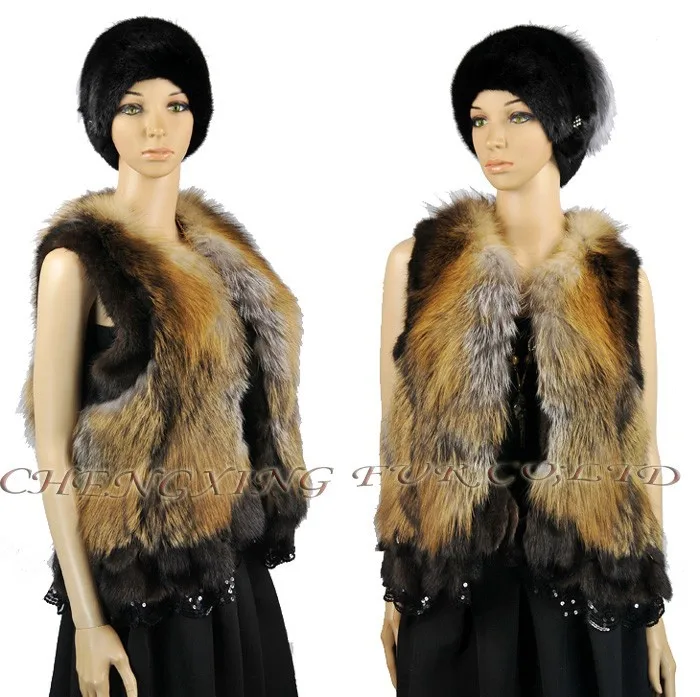 Cx-g-b-235 подлинная рекс лиса меховой жилет дамы верхней