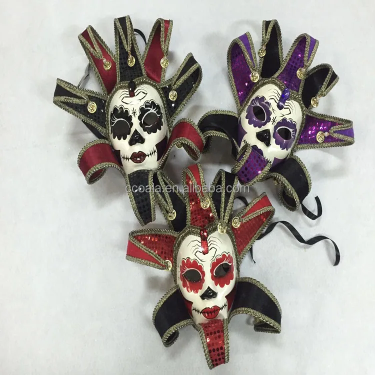 The Day Of Dead Sugar Skull Mask Venetian Fabric Masquerade Theater Jester Mask New