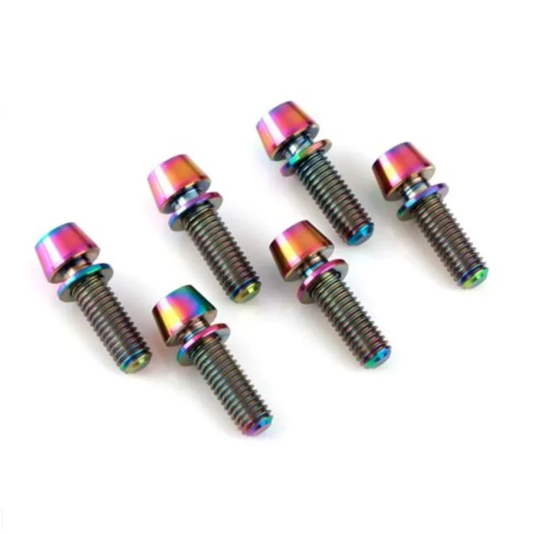 M5 gr5 colorful titanium tapered head bolt with washer for bicycle