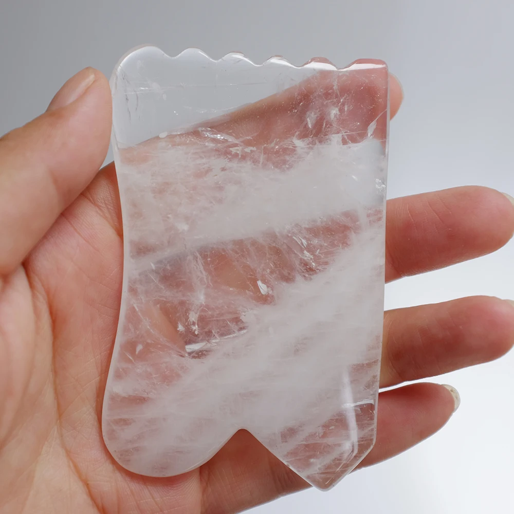 Clear Quartz Jade Roller and White nephrite Gua sha for facial massage