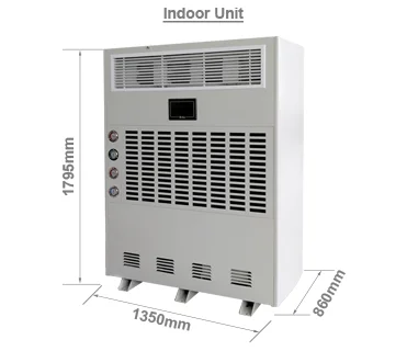 20L/H Industrial Metal Refrirant Dehumidifier with Air Cooling Heating Functions Compressor Core Component