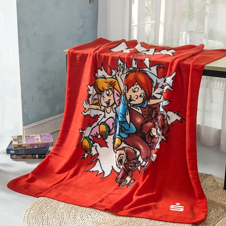 Дешево Оптом обычный плед Портативный напечатанные полиэстер флис одеяло флис