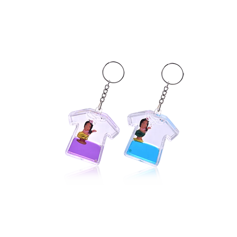 Promotional Plastic Keyrings Creative Boat Shape Oil Liquid Floating Keychain