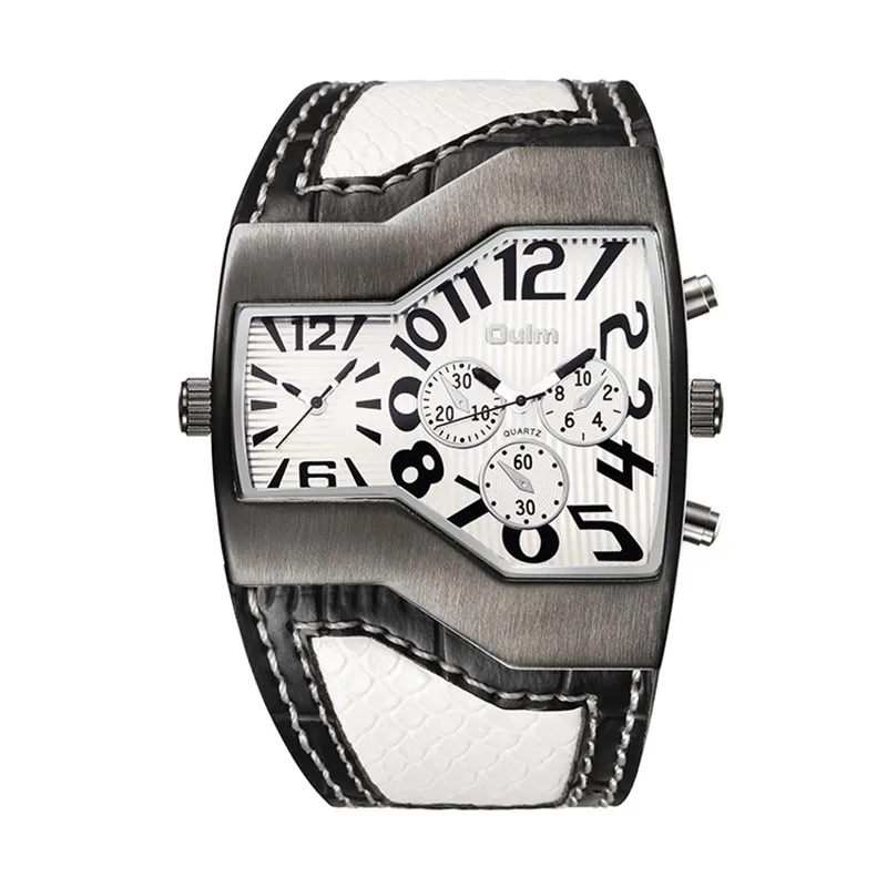 Hot Original Brand Oulm 1220 Dual Time Fashion Clock Japan Quartz Movement 6 Color Men Business Leather Watch relogio