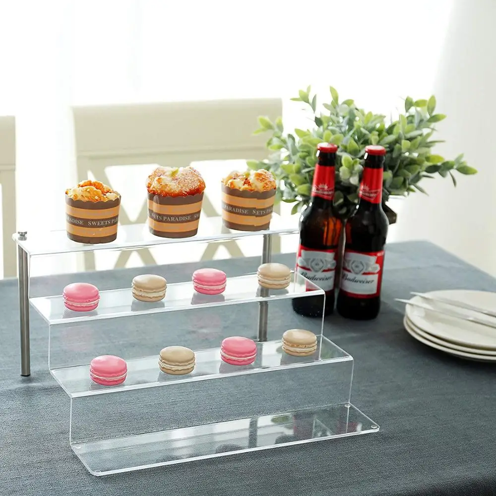 Clear Acrylic Shelf & Metal Cupcake Stand  4-Tier Display Riser Rack