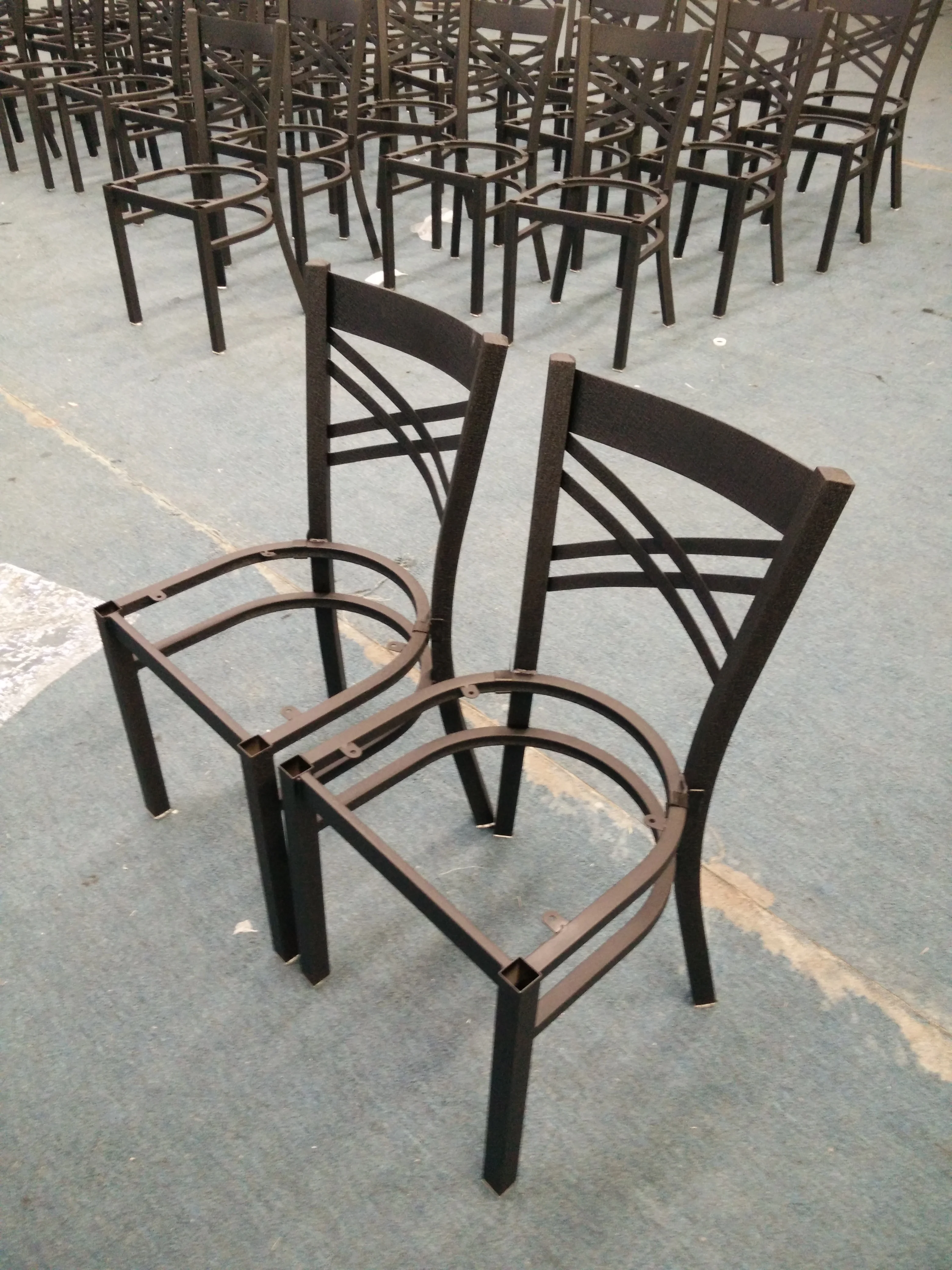 dining metal iron frame leather seat bar restaurant  chair