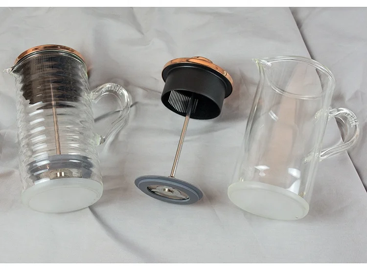 Custom Logo Travel French Press Eco-Friendly Double Walled  Borosilicate Glass Coffee Using Portable French Press