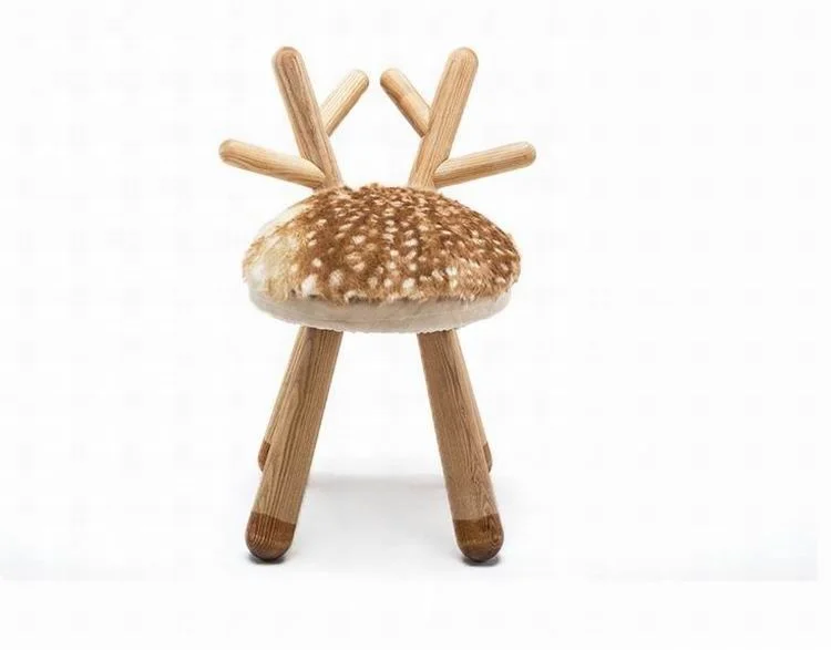 WSZ 3102 Deer Design Solid Wood Seat Interesting Style Changing Chair Settings Wooden Giraffe Stool For Children Funny Chair