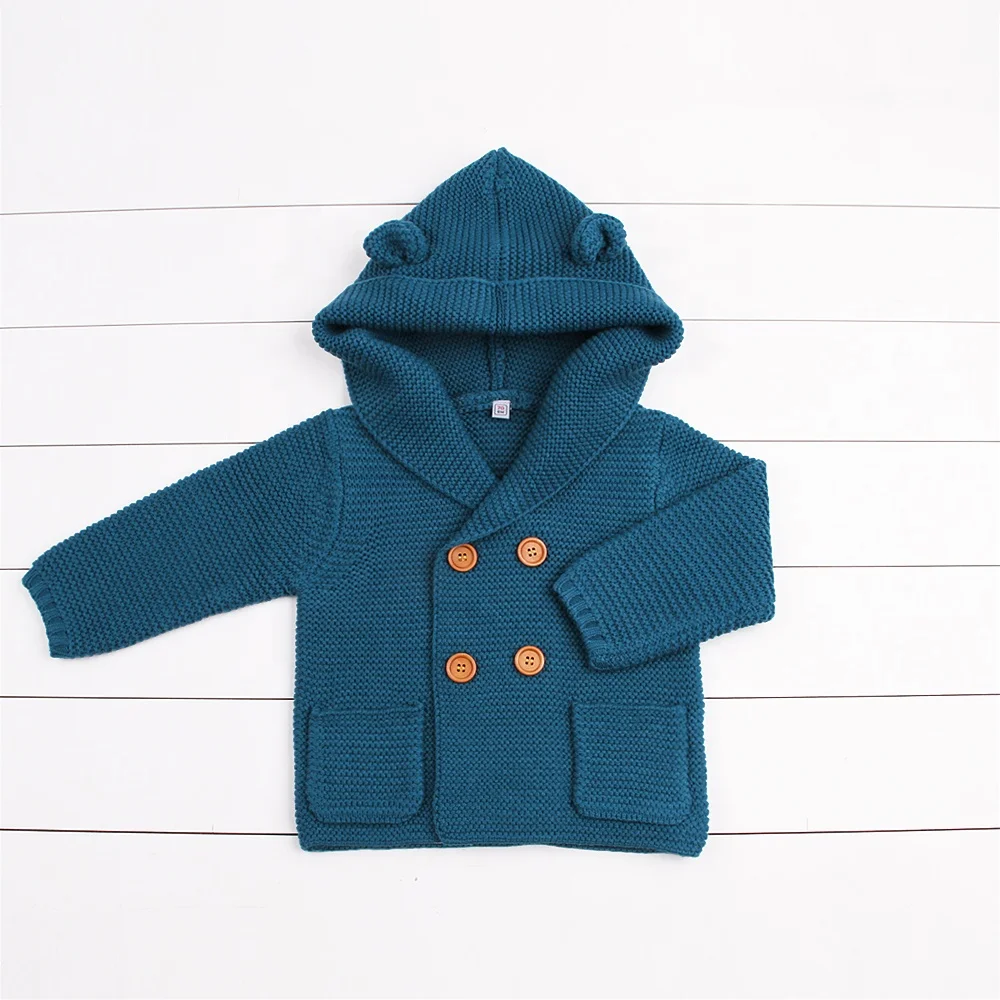 
Knit Unisex Baby Bear Kids Clothing Hooded sweater Coat with ears 