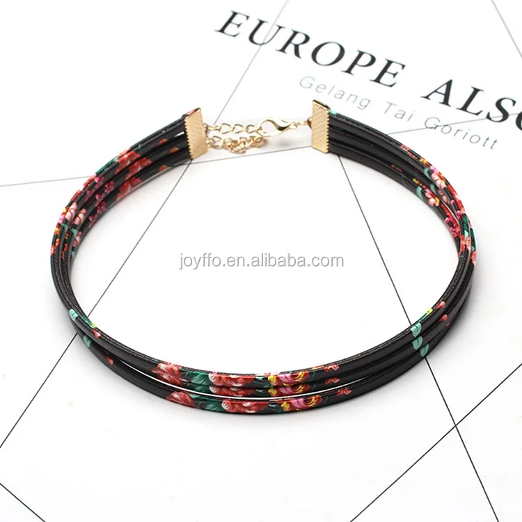Alibaba in Spanish Fashion New Animal Flower Print Necklace 3-layered choker