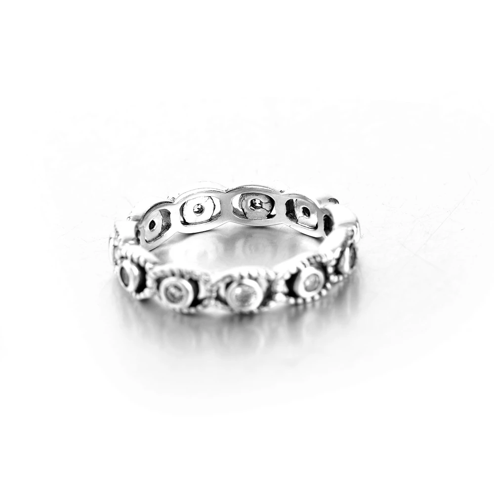 vogue silver jewelry women fashion 925 italian silver oxidized tennies zircon inlying rings