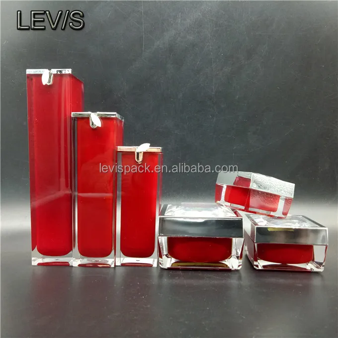 
High end market squareluxury cosmetic packaging set bottle and jars 