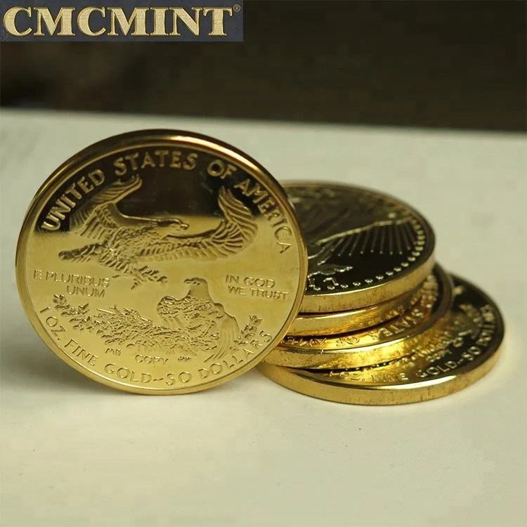 2022  hot sale quality custom old euro coin 1 oz .100 Mills American Eagle liberty gold plated  collectible custom coin