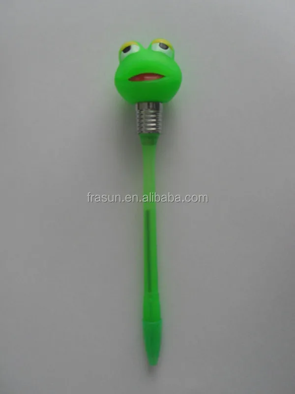 Lovely Light Top Pen With Sound Green Frog Pen With Light Function Light Pen