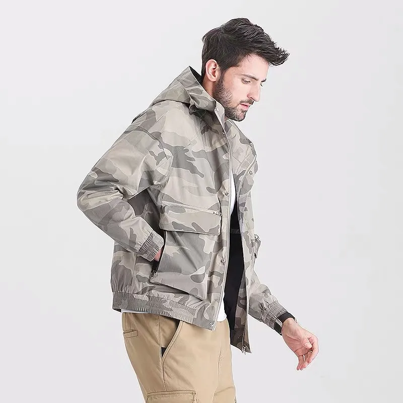 2022 New style plus size trench coats spring and autumn camouflage jackets for men
