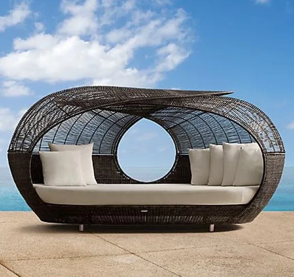 rattan daybed outdoor beach sun bed