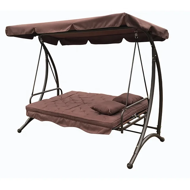 Converting Outdoor 3 Seats Garden Swing Bed Chair