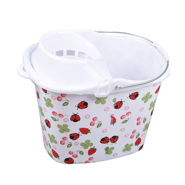 
Custom printed mop bucket Wholesale plastic bucket with tap wringer mop bucket with factory price 