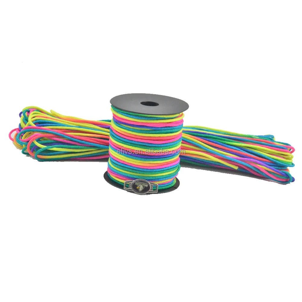 New colorful rainbow 2mm paracord spools parachute cord making paracord bracelet supplier