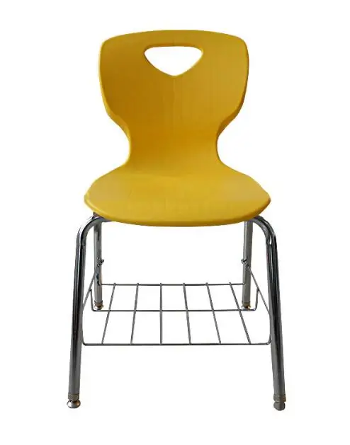 Wholesale education furniture school plastic chair with grid net shelf