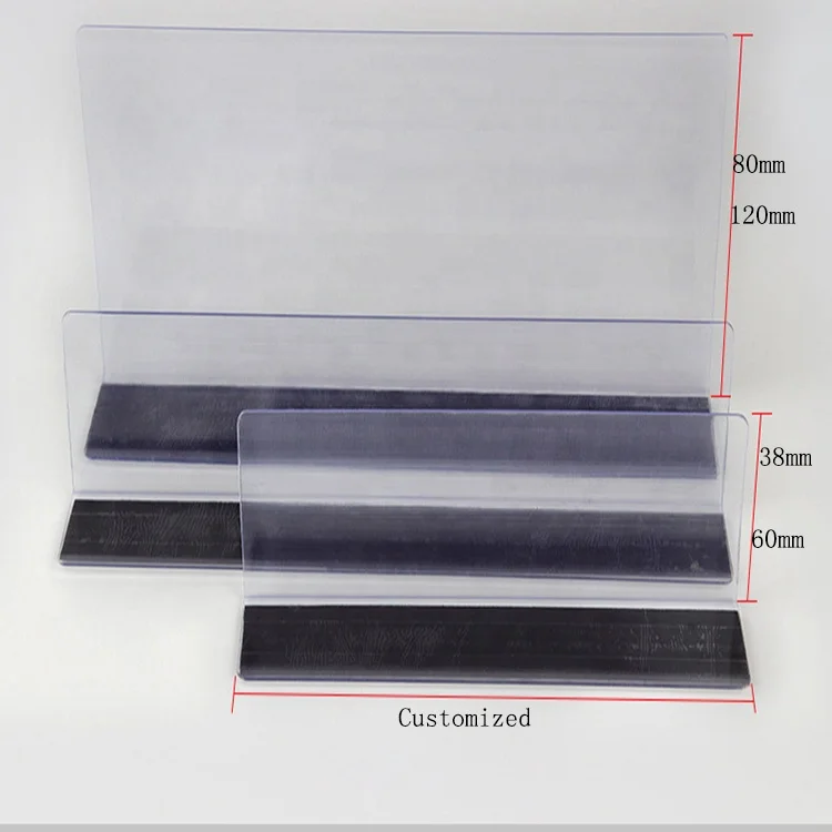 Supermarket Plastic PVC Clear Magnetic L Shape Shelf Dividers for Metal Shelf
