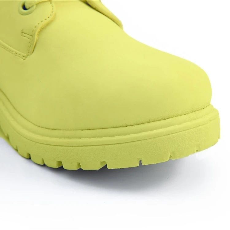 Outdoor Leather Hiking Shoes Ankle Pure Yellow Winter Leisure Casual Boots