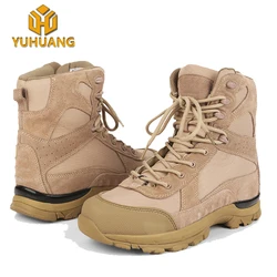 Мужские камуфляжные ботинки из натуральной кожи песочного цвета, армейские ботинки, мужские походные ботинки