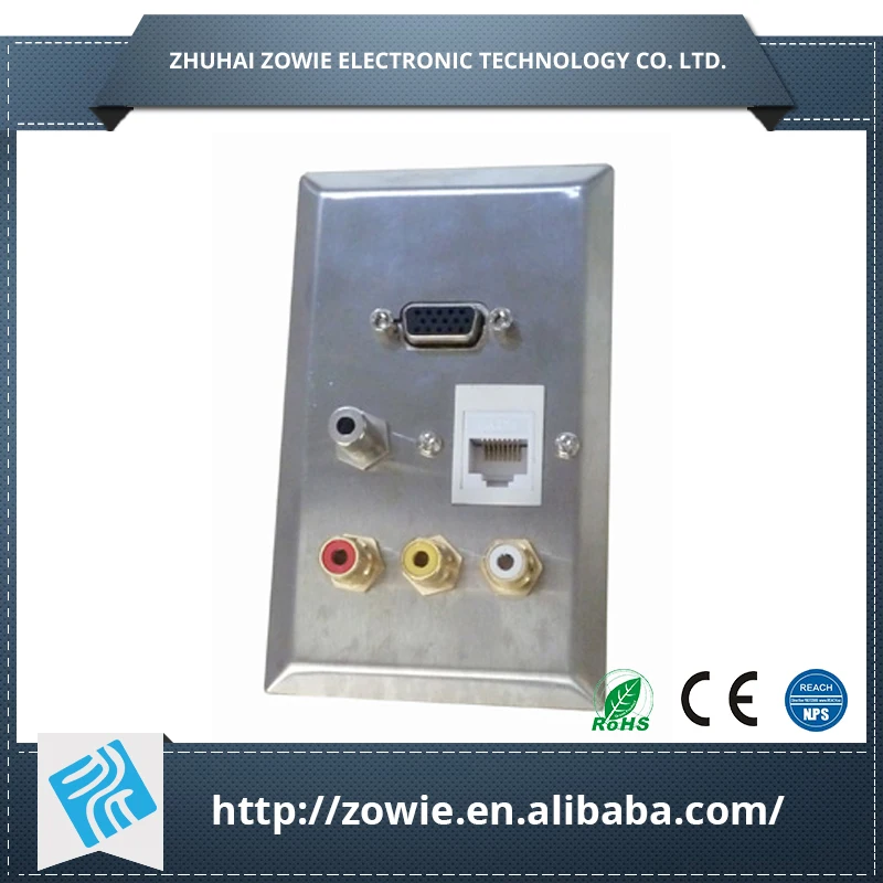 Мультимедийная совместимая металлическая пластина для аудио Ethernet 3,5 мм