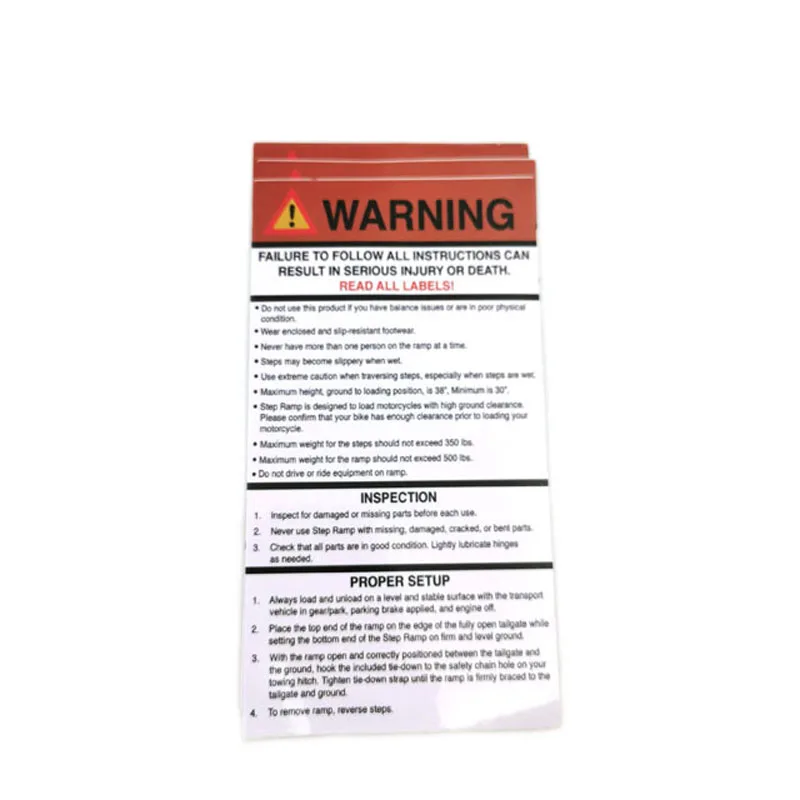 Custom Safety Danger Warning Sticker Label UV Resistant Safety Warning Usage Instruction Labels