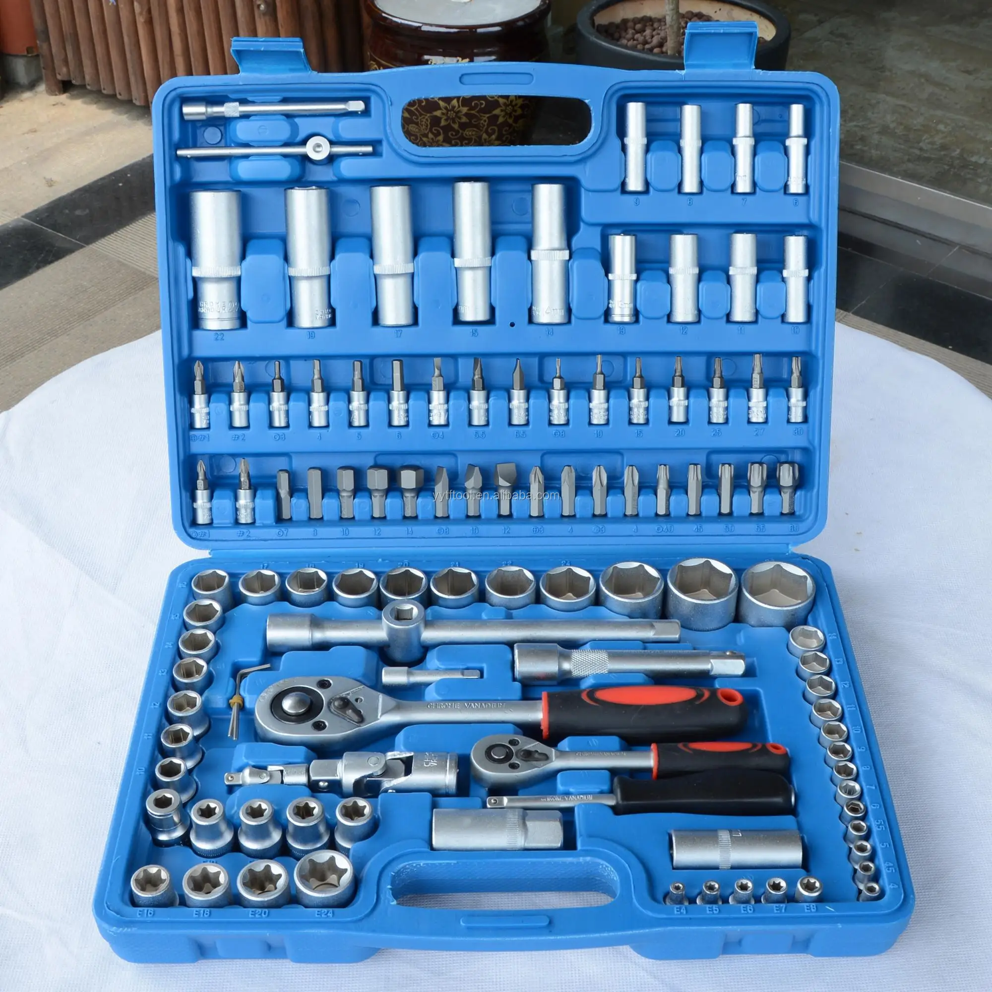 mirror surface 108pcs Socket Wrench Set 1/2' Drive Box Spanner Auto Repair Tool Hand Tool 94 pcs Socket Set