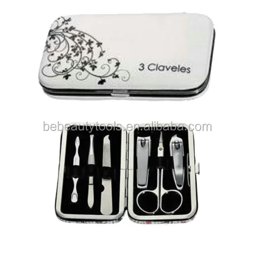 Black personalized travel hot sale 6pcs stainless steel pedicure manicure nail care tools set in leather case