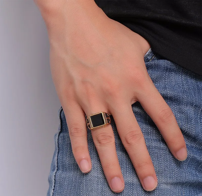 Cool Mens Gold plated Free Mason Freemasonry Masonic Ring 316L Stainless Steel Ring
