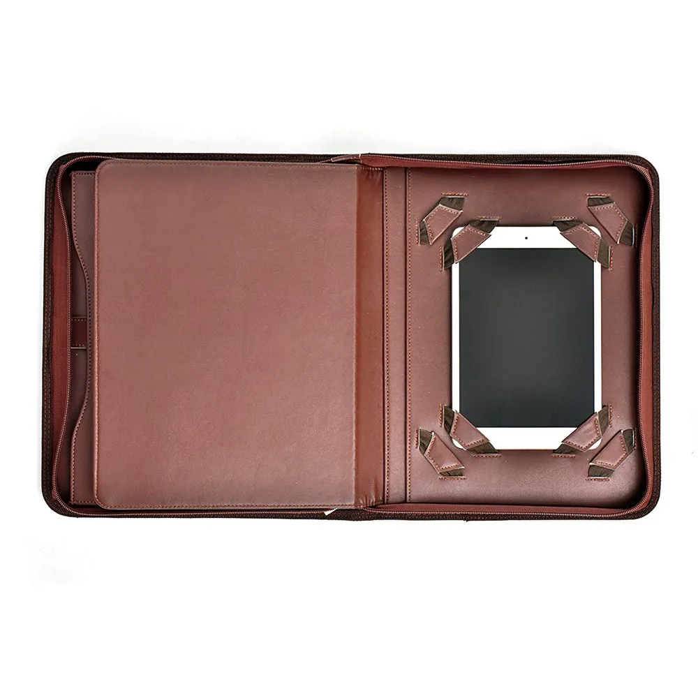 Customize A4 Stationery Portfolio 2017 Hot selling PU Leather Zipper Portfolio With Embossed Logo