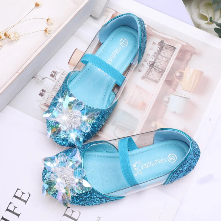 
YY10218S Hot selling glitter crystal decoration shoes kids girls sequins dance shoes 