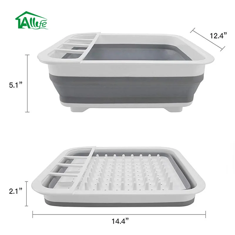 Allife folding plastic drying rack set folding drying rack collapsible plastic dish drainer