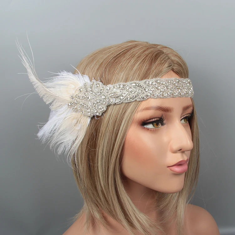 Feather fascinator headband christmas party wedding headdress